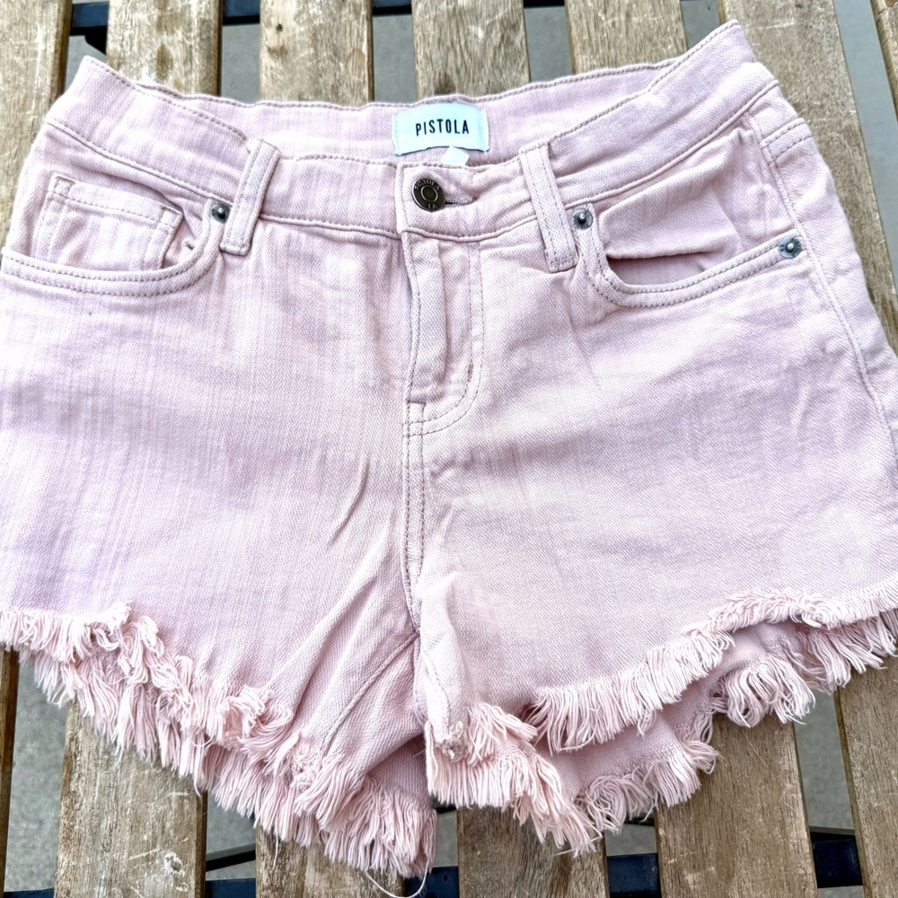 Pistola Pink Jean Shorts Frayed Hem